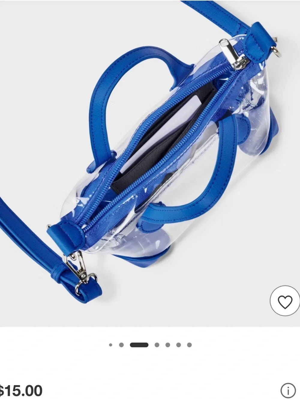 wild fable Clear Mini Crossbody Tote with Bright Blue Trim